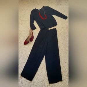 Valerie Stevens Petits Flowy Black Pants Suit